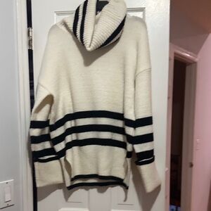 Striped Cowl Neck Sweater